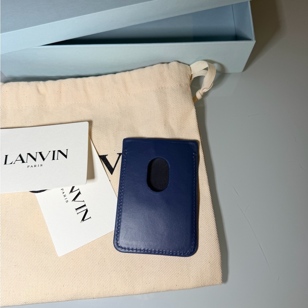 LANVIN Navy Magnetic Card Holder with Box and Pouch NWT - Picture 4 of 4